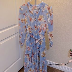 Enfocus Studio Light Blue Floral Midi Dress